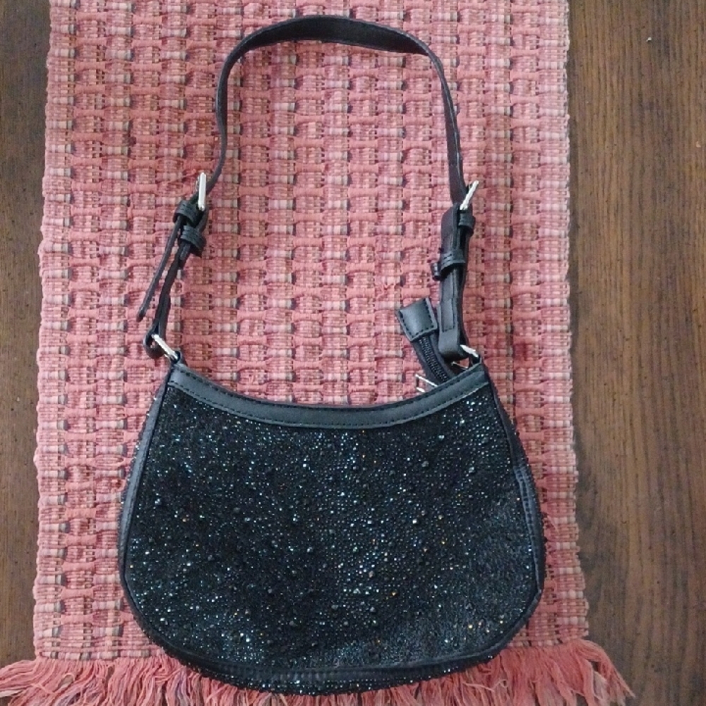 Forever 21 Black Glitter Shoulder Bag